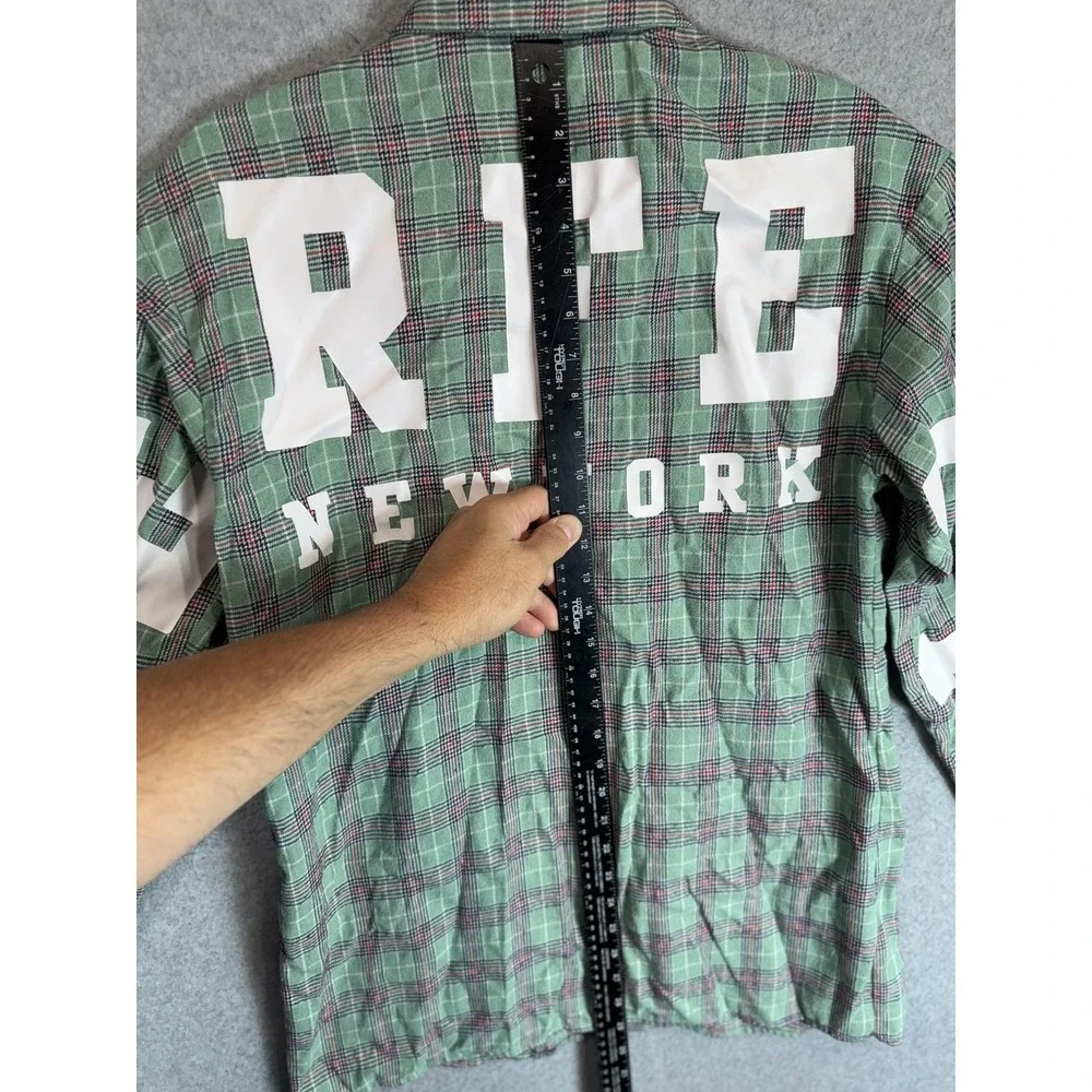 Shein Shirt Mens Medium Plaid Button Up New York Graphic Streetwear